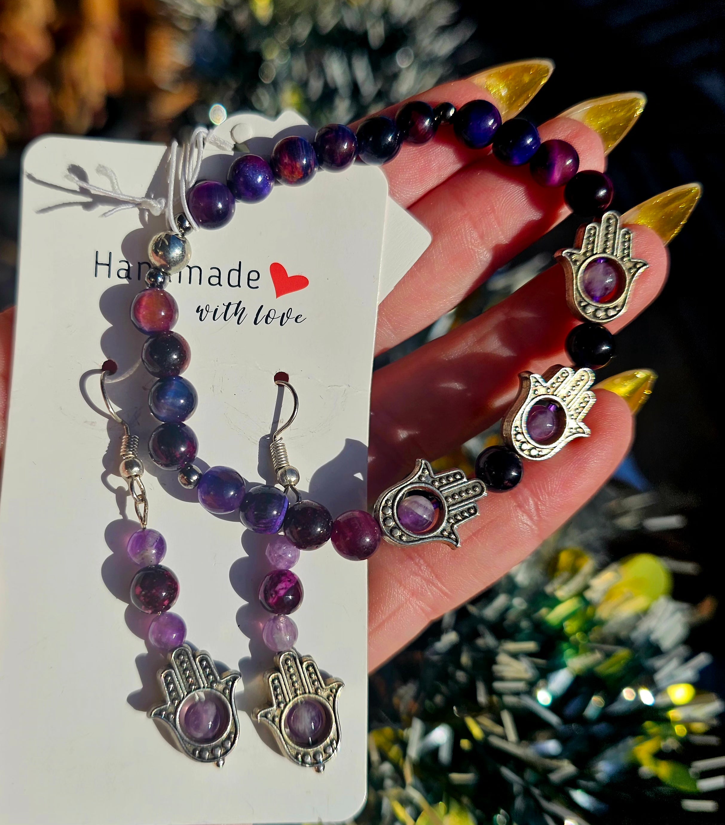 🧿 Conjunto Místico Hamsa - Protección Suprema ✋ Pulsera + Pendientes