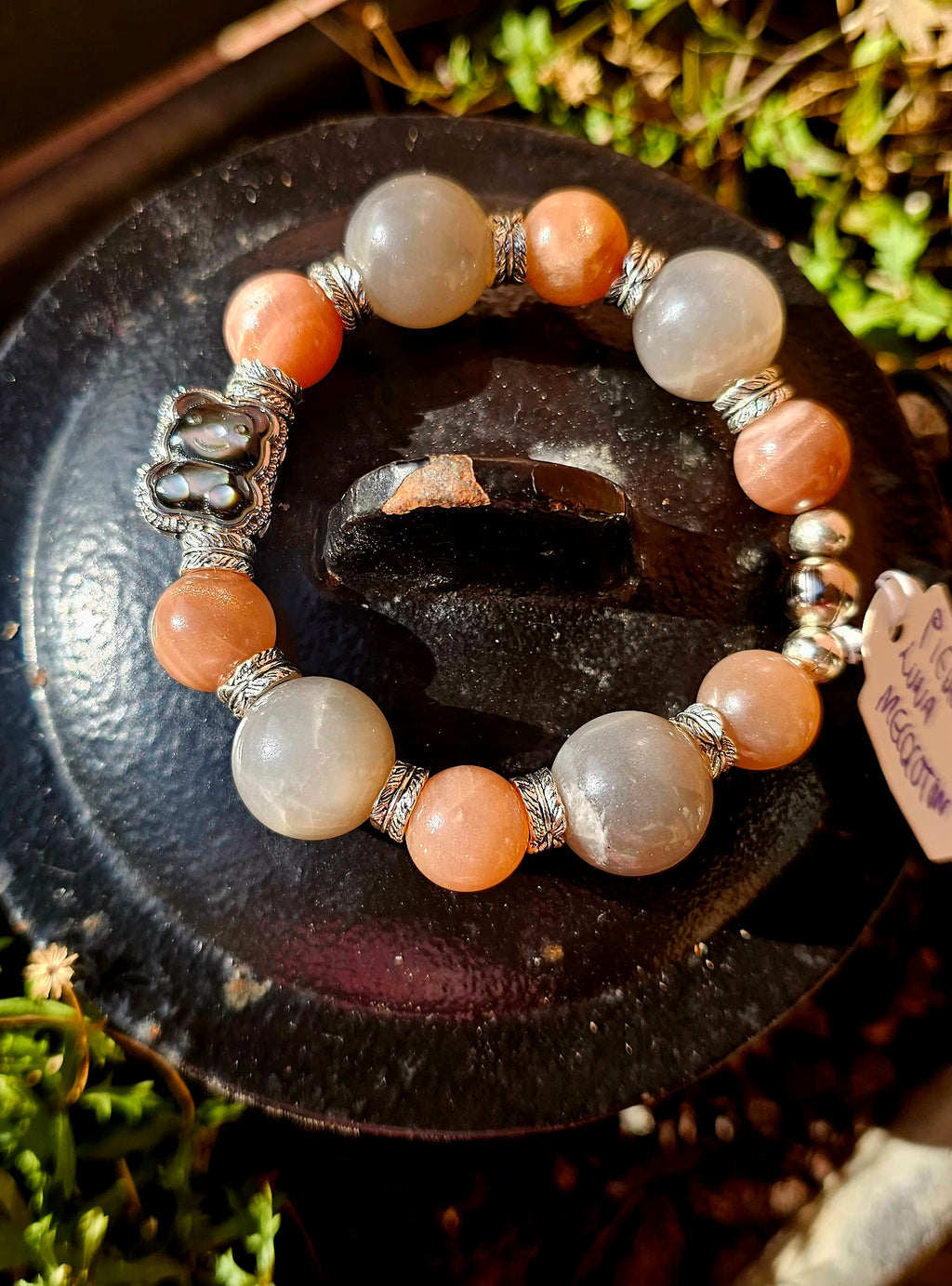 🌙 Pulsera Maternidad Consciente - Piedra Luna & Oso Protector 🐻✨
