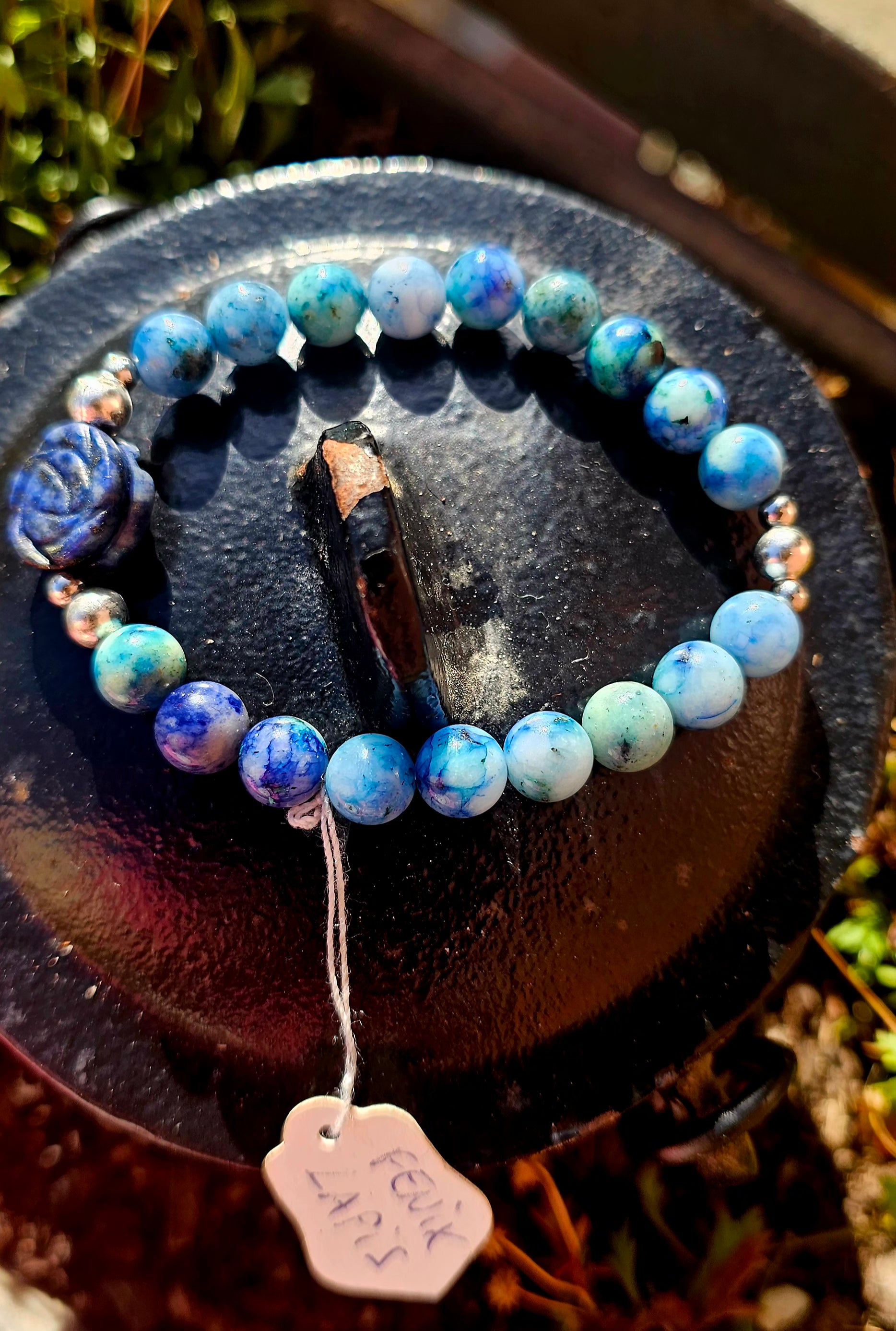 🔷 Pulsera Fénix Renacimiento - Cuarzo & Roseta Lapislázuli ✨