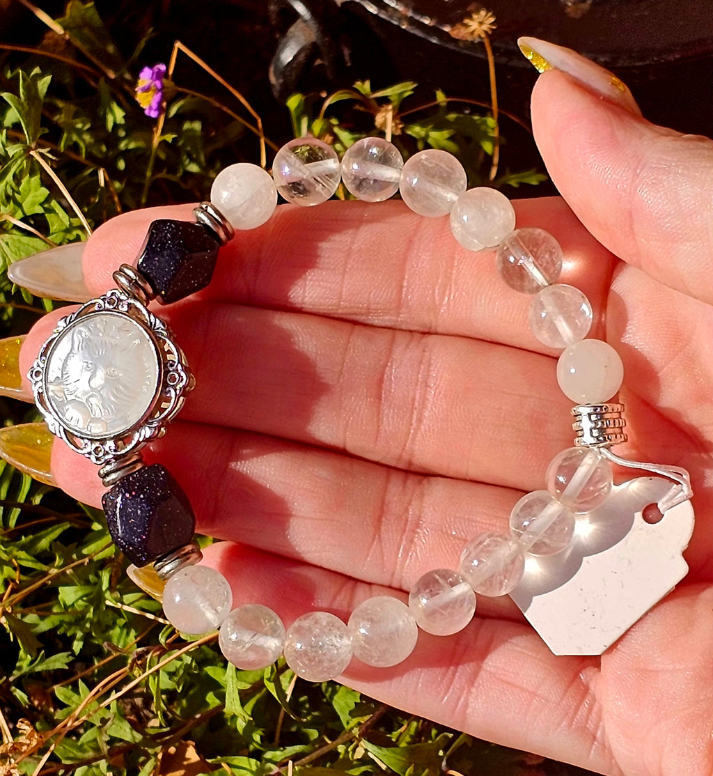 🐱 Pulsera Camafeo Gato Selenita - Portal Felino de Luz Lunar ✨🌙