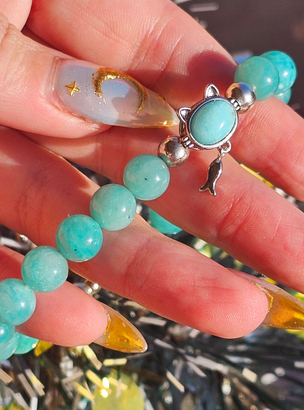 🐱 Pulsera Amazonita Hielo - Portal del Espíritu Felino 💎✨