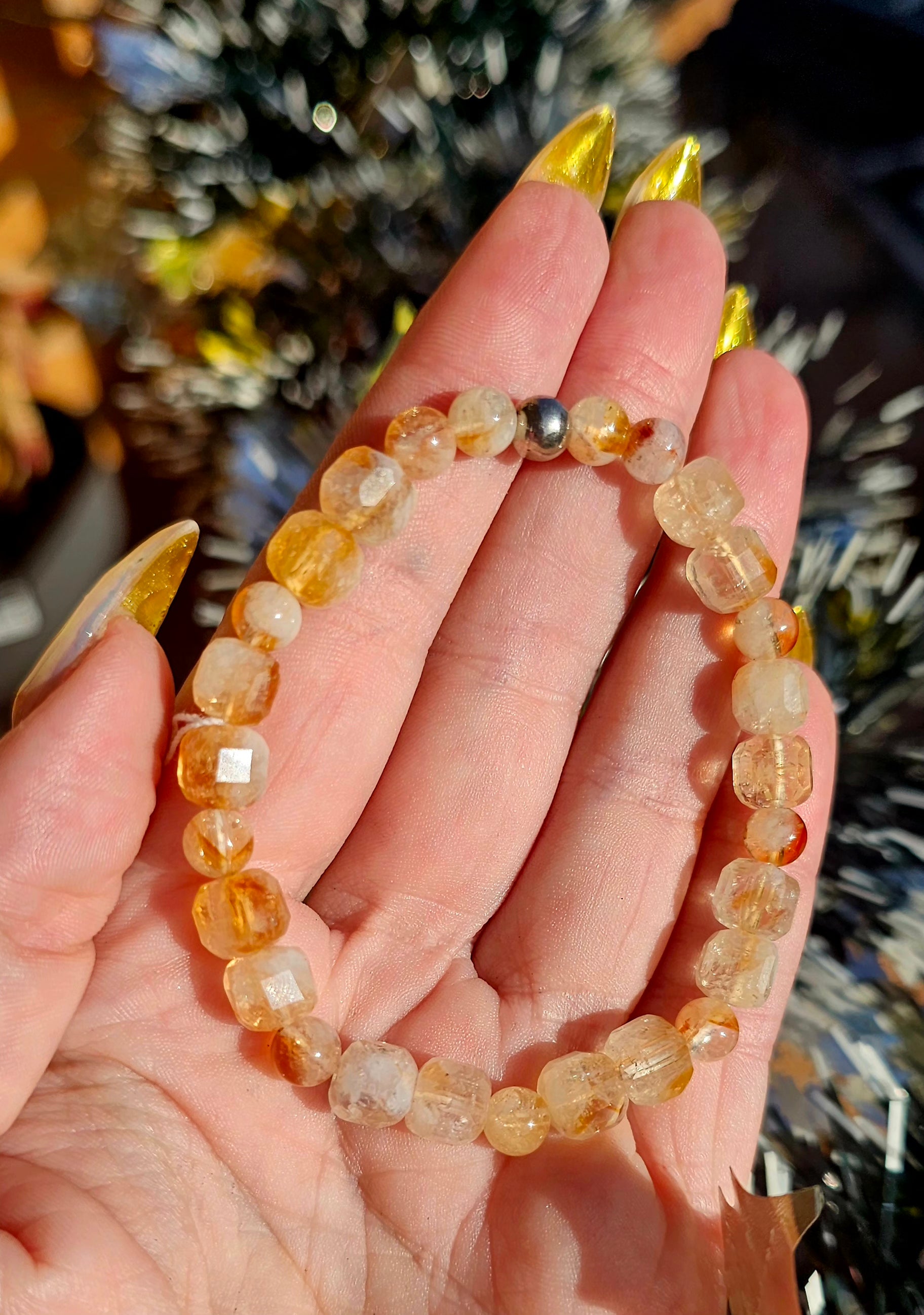 ✨ Pulsera Citrino Geométrico - Cubos y Esferas de Abundancia 💛🔮