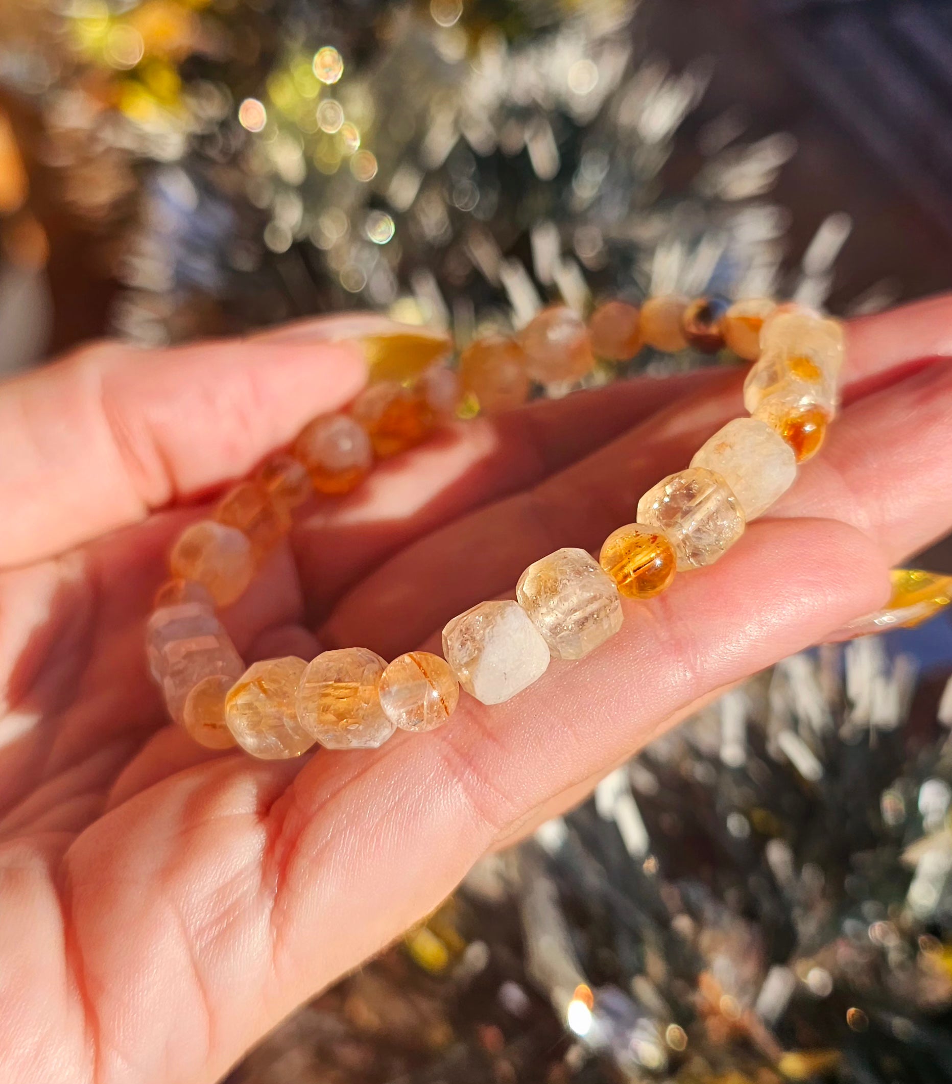 ✨ Pulsera Citrino Geométrico - Cubos y Esferas de Abundancia 💛🔮