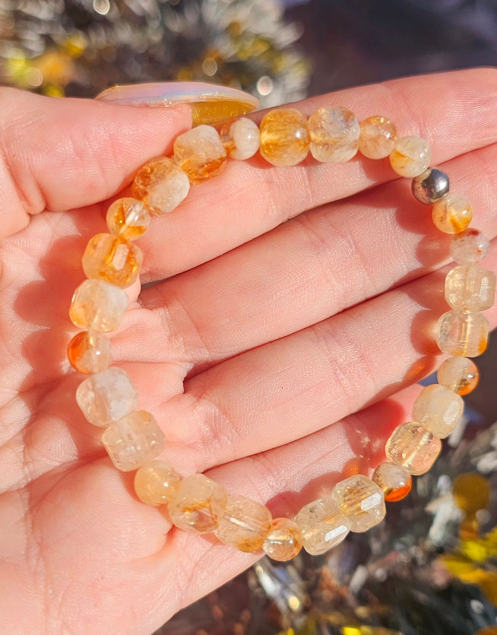 ✨ Pulsera Citrino Geométrico - Cubos y Esferas de Abundancia 💛🔮
