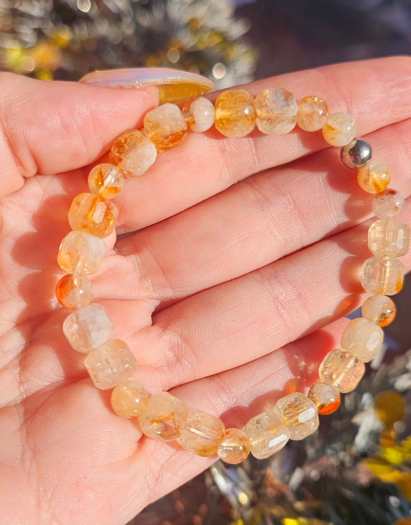 ✨ Pulsera Citrino Geométrico - Cubos y Esferas de Abundancia 💛🔮