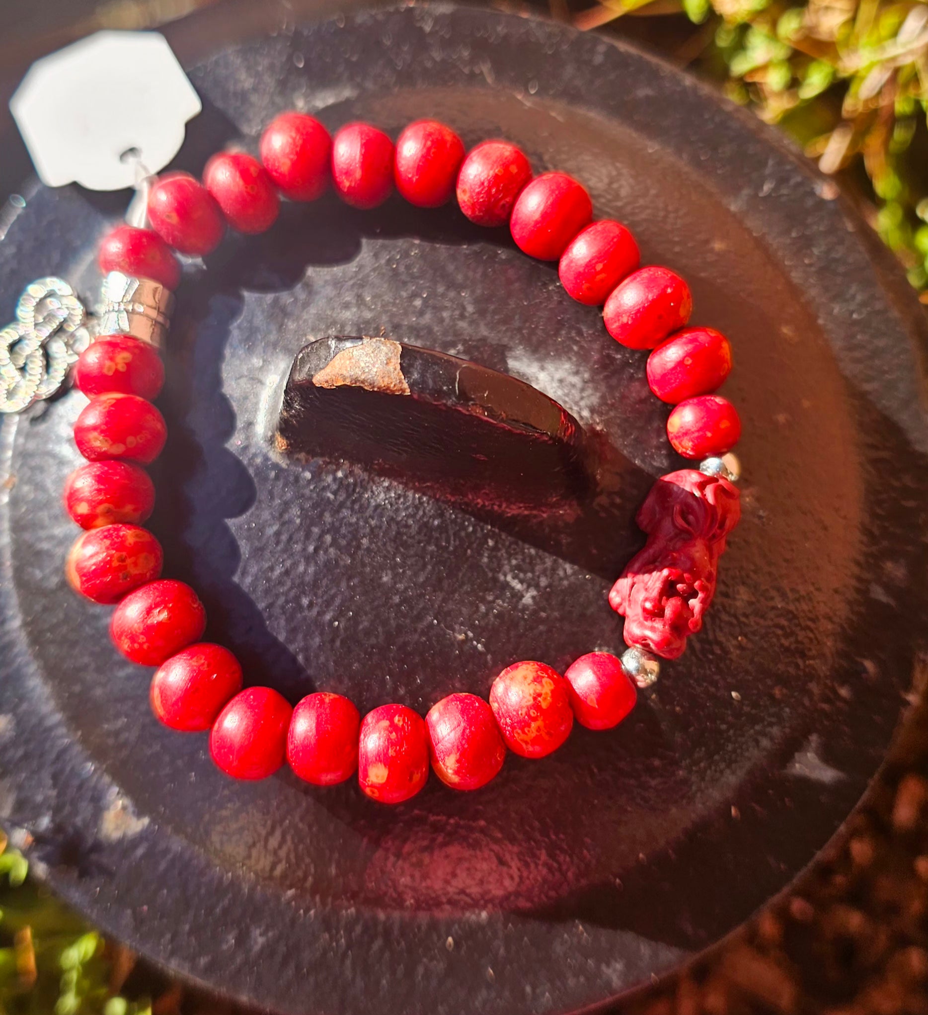 🐉 Pulsera Sándalo Sagrado - Dragón de la Fortuna Celta ✨🍀