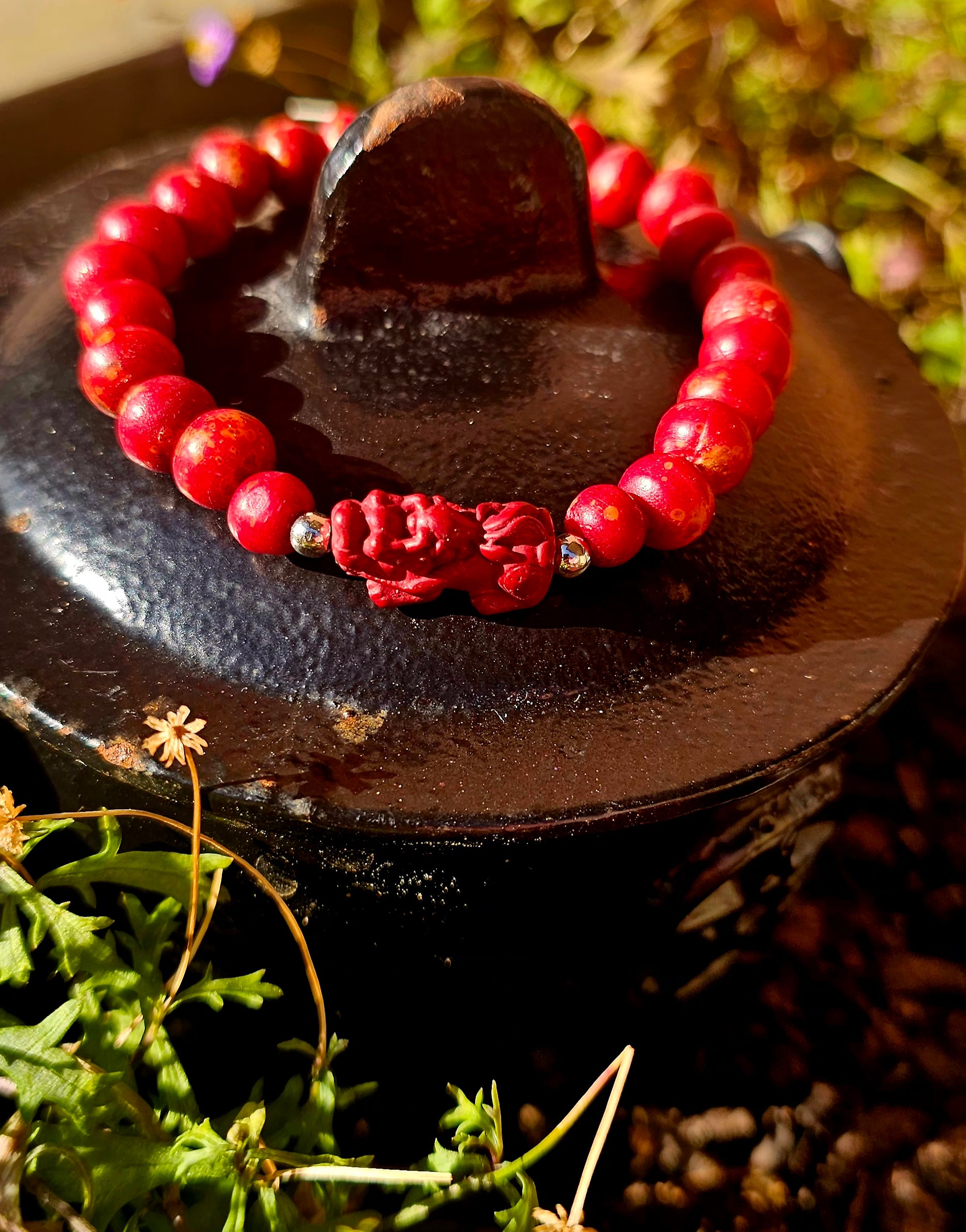 🐉 Pulsera Sándalo Sagrado - Dragón de la Fortuna Celta ✨🍀