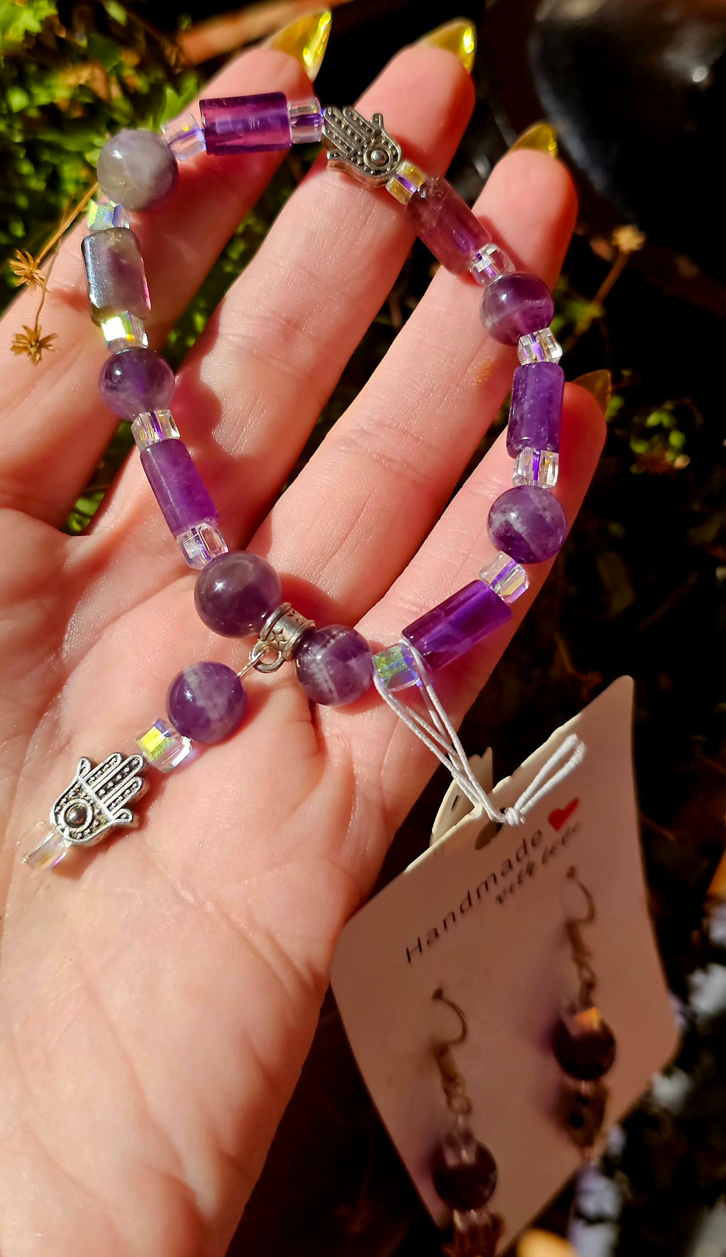 🧿 Conjunto Amatista - Mano de Fátima Protectora ✨💜