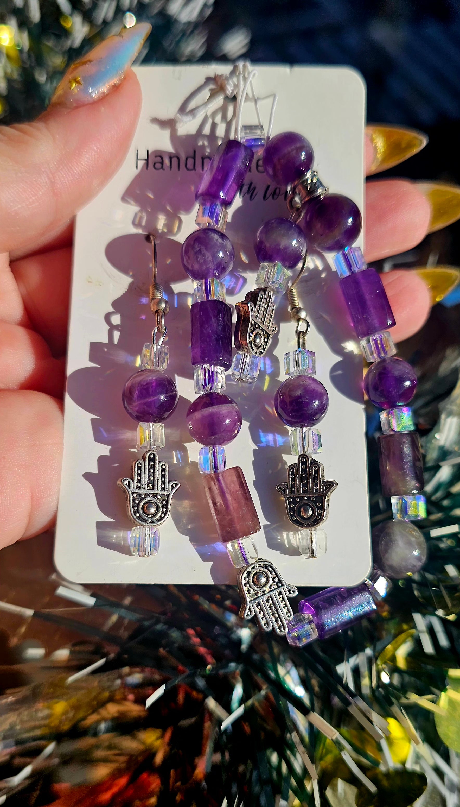 🧿 Conjunto Amatista - Mano de Fátima Protectora ✨💜