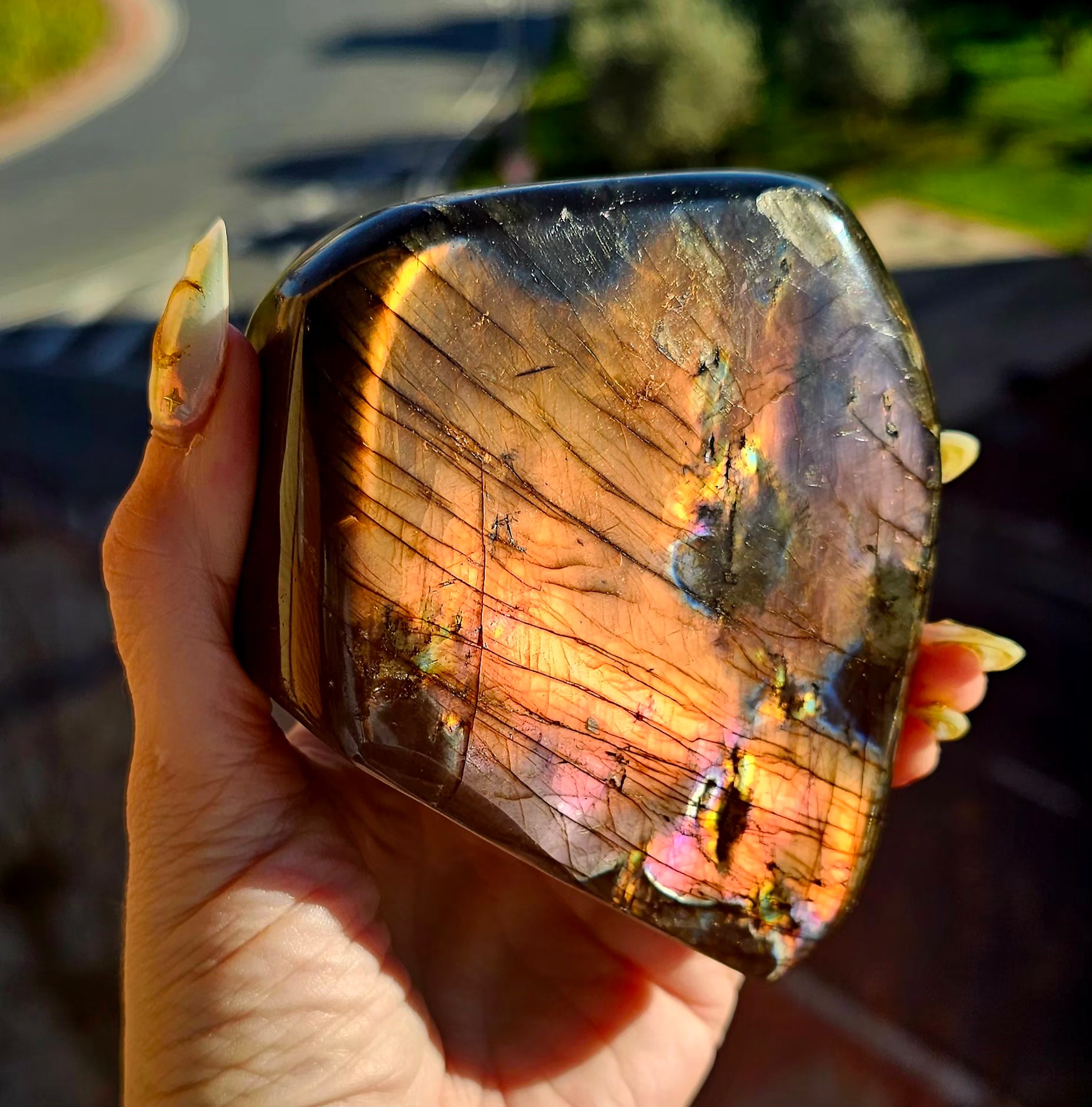 🔮 Labradorita Free Form Arco Iris del Caos ✨ Naranja · Dorado · Lila · Rosa 🌈  1kg 🌙