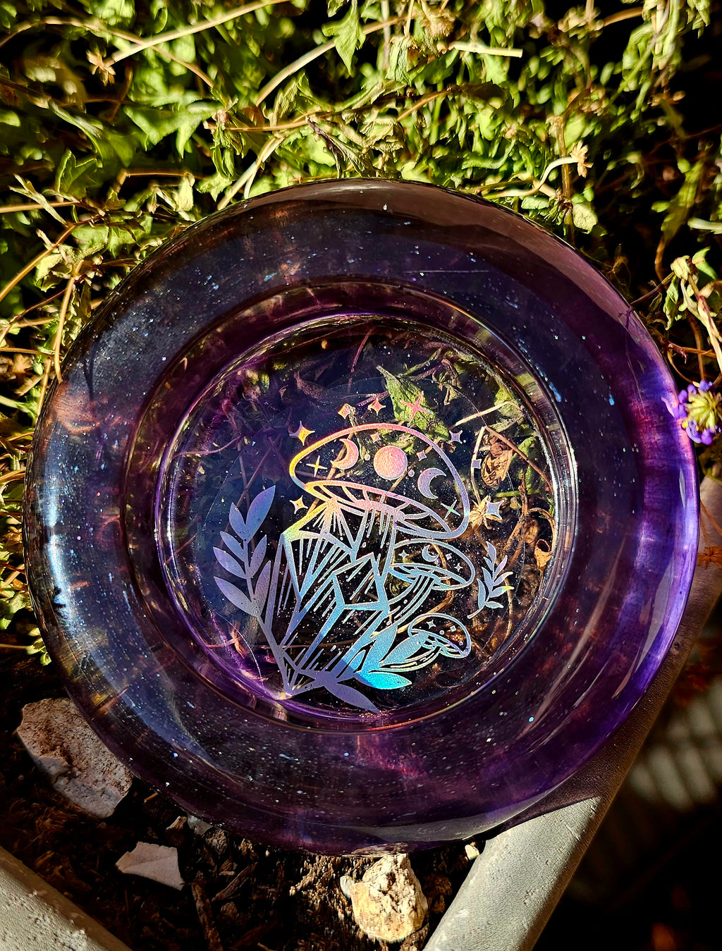 🍄💜 Portavelas Setas Holográficas & Amatista · Decoración Brujil · Velas de Té ✨