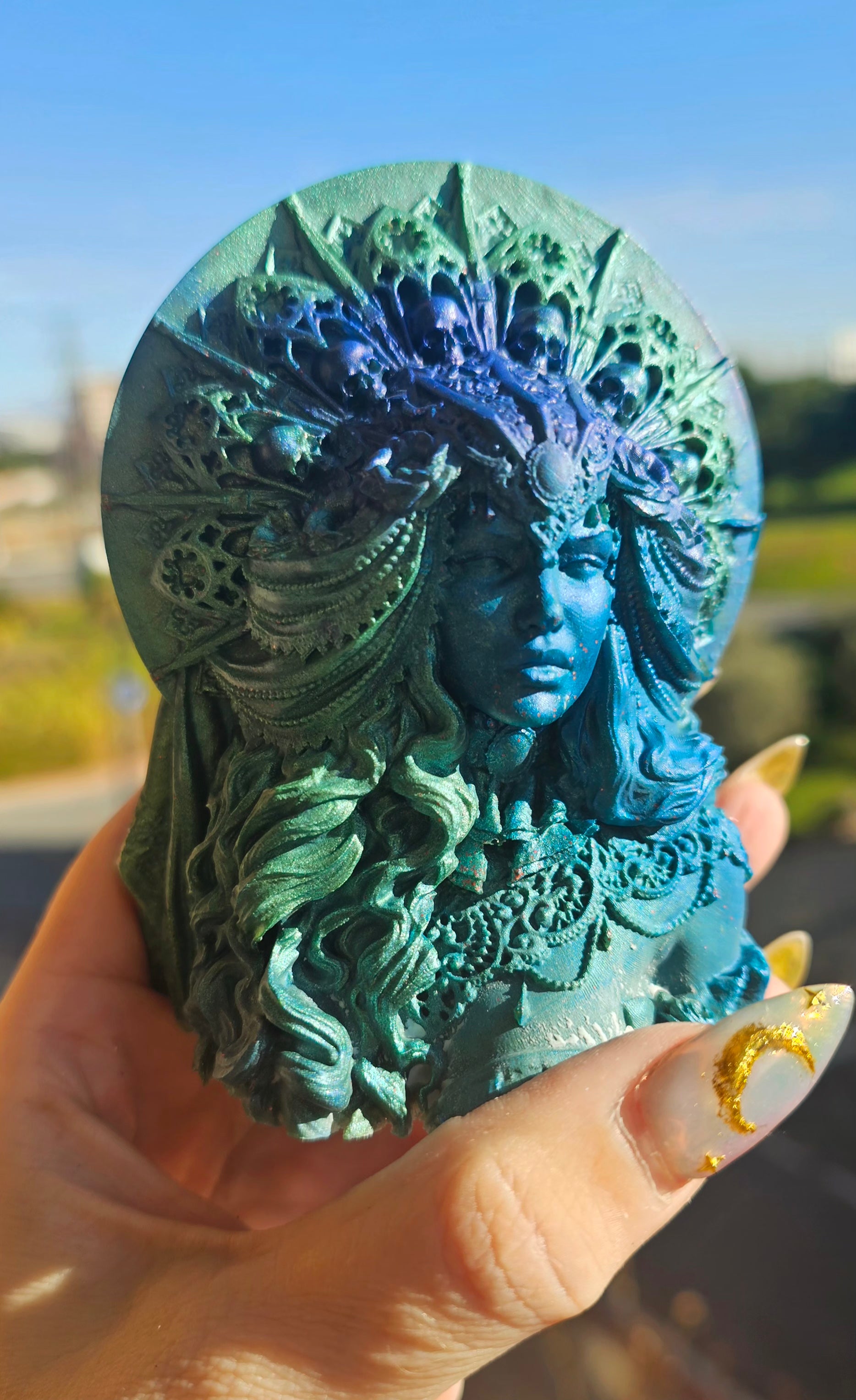 🌑 Busto de Hécate - Diosa Oscura con Corona Sagrada 👑✨