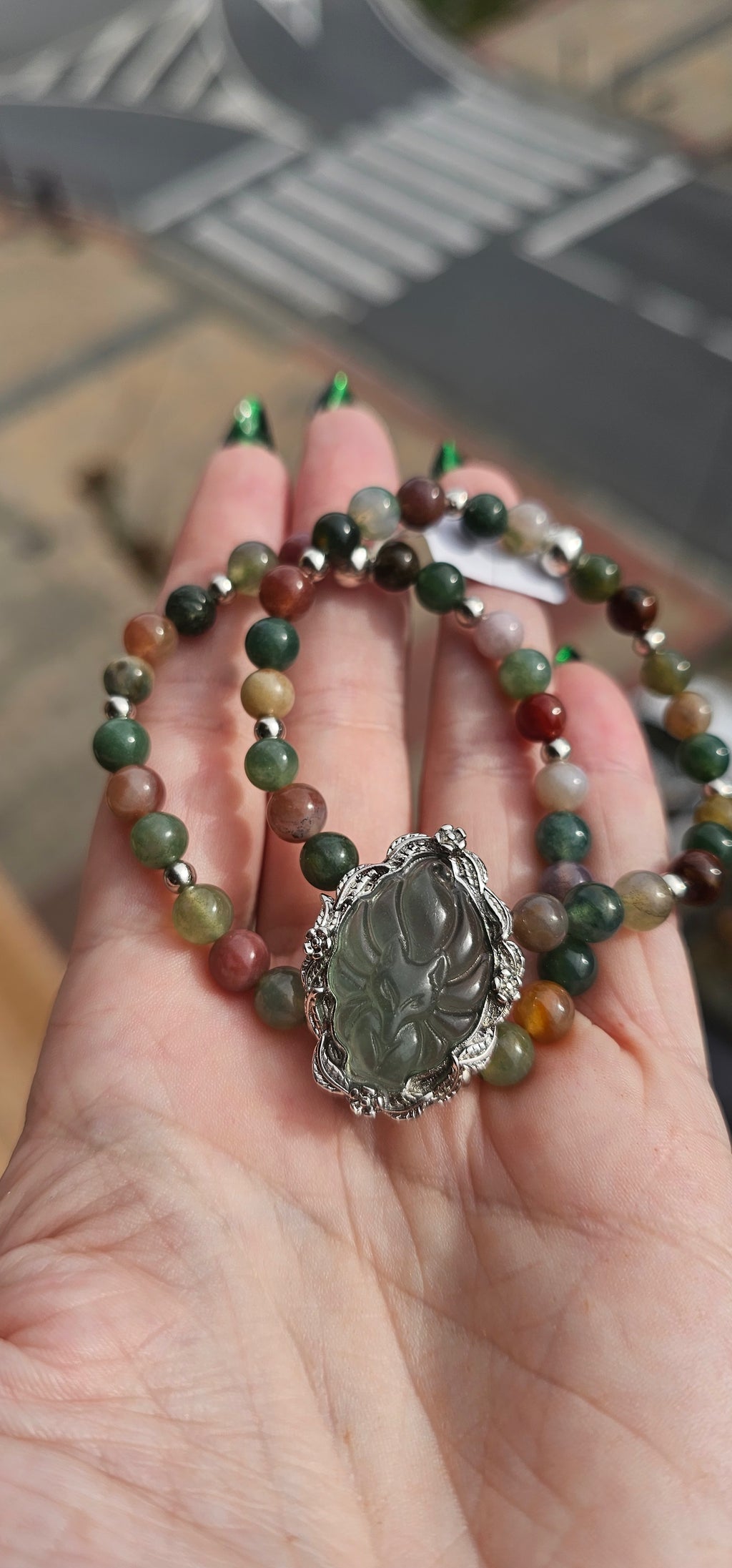 🦊 Pulsera Artesanal Zorro Pixiu Fluorita Verde · Doble Fila Ágata Océano Premium 🌊💎