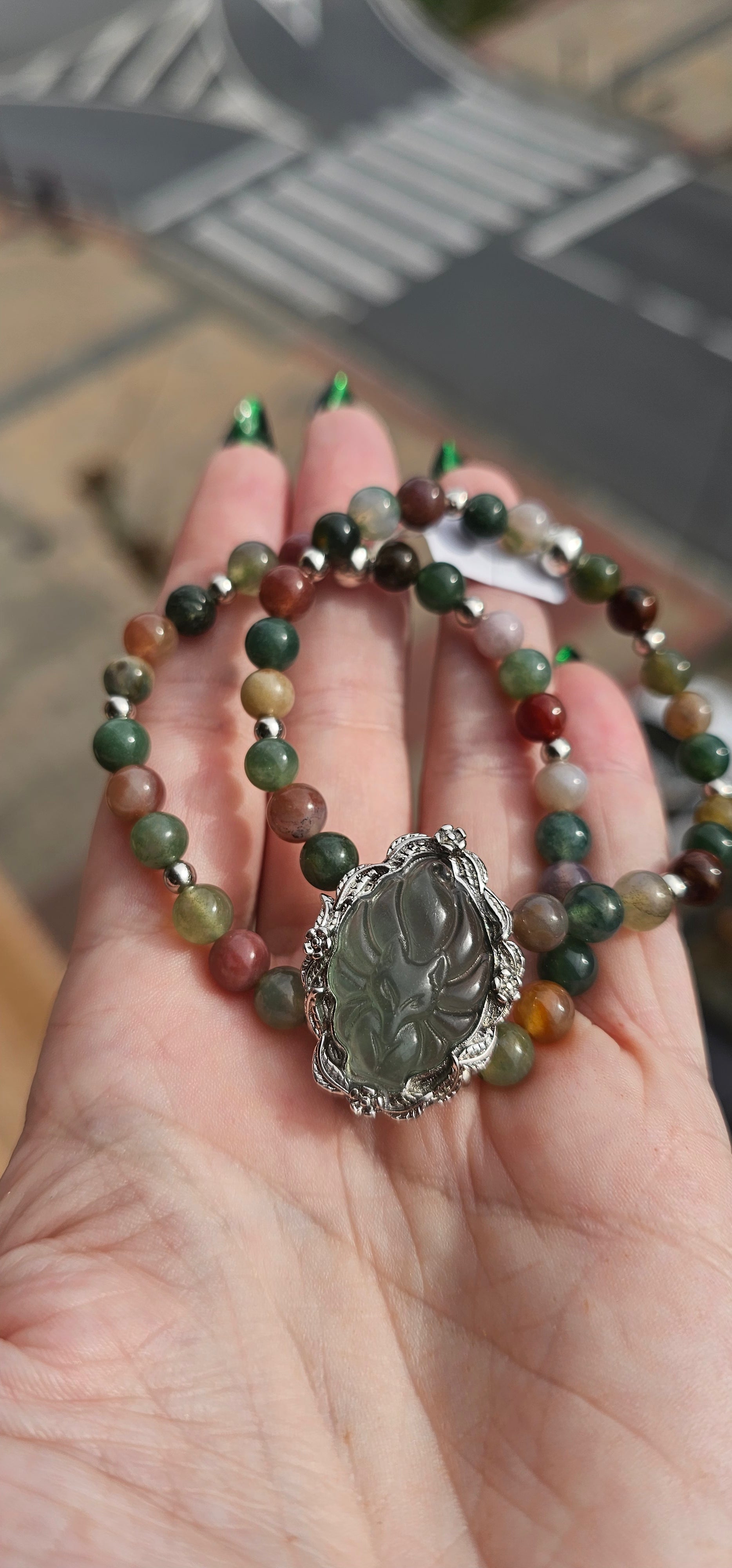 🦊 Pulsera Artesanal Zorro Pixiu Fluorita Verde · Doble Fila Ágata Océano Premium 🌊💎