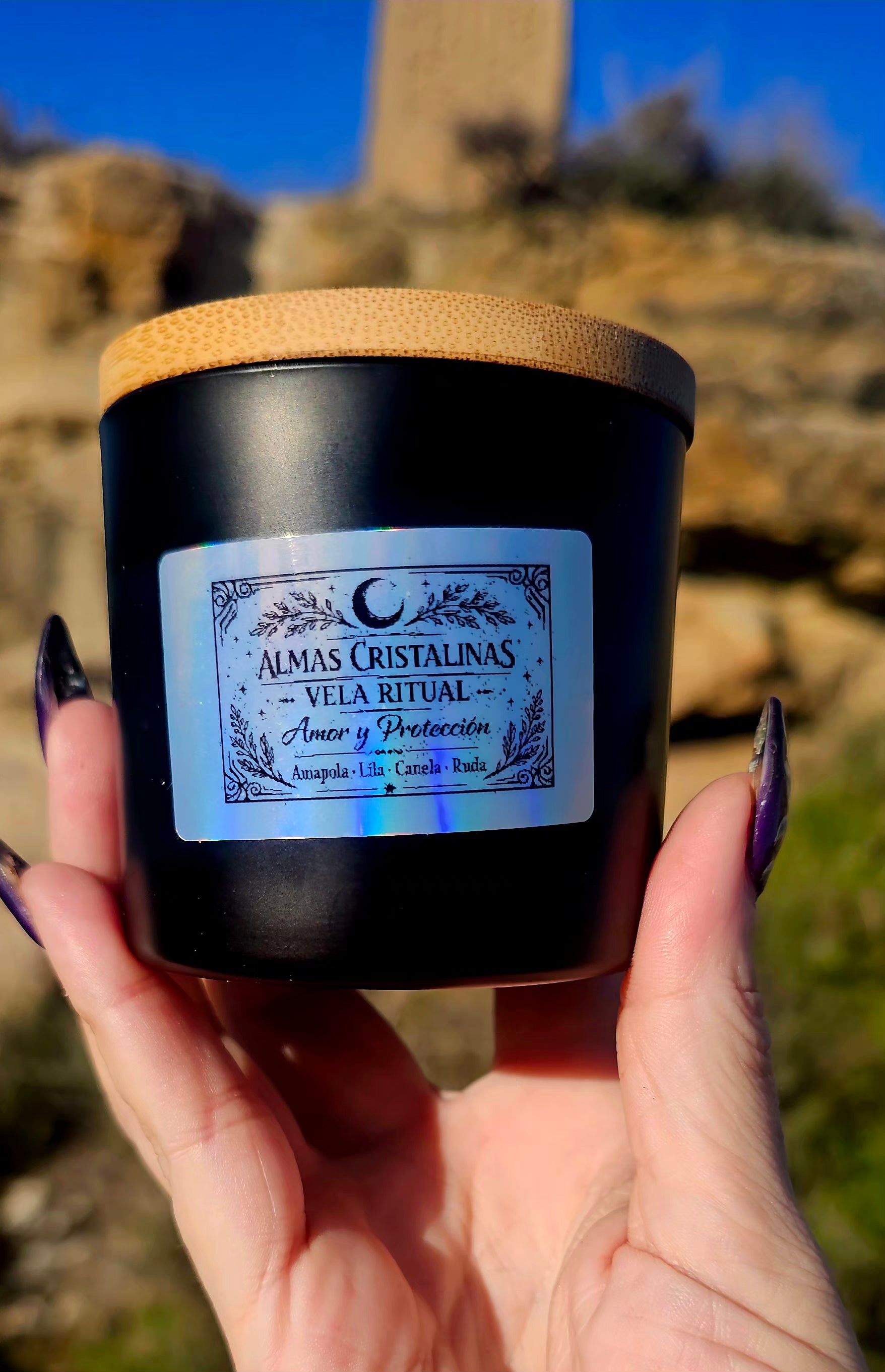 🖤 Vela Ritual Amor & Protección | Soja · Minerales · Hierbas Sagradas