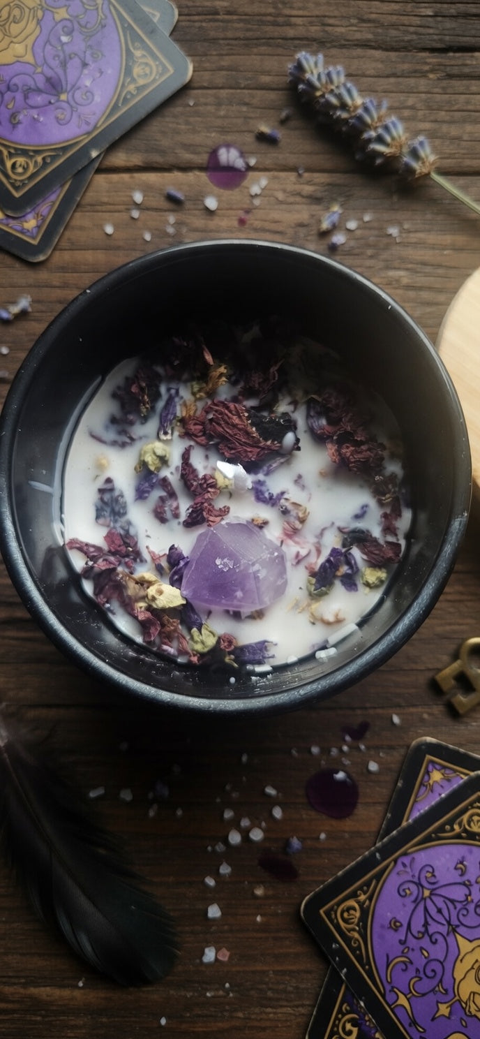 🕯️🛡️ Vela Ritual Limpieza & Protección – Hierbas, Minerales & Aroma Único