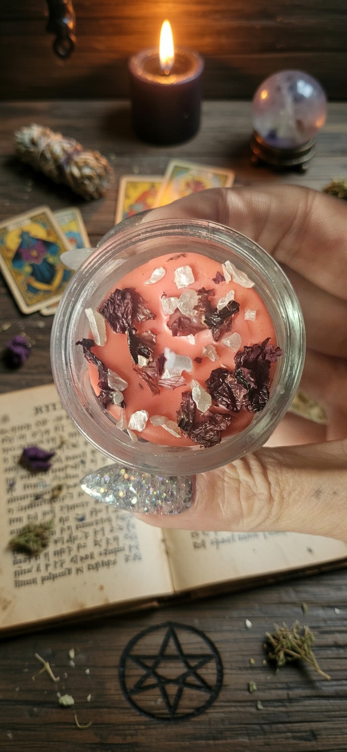 🕯️💀 Vela Cráneo Ancestral – Pasión & Amor con Granates