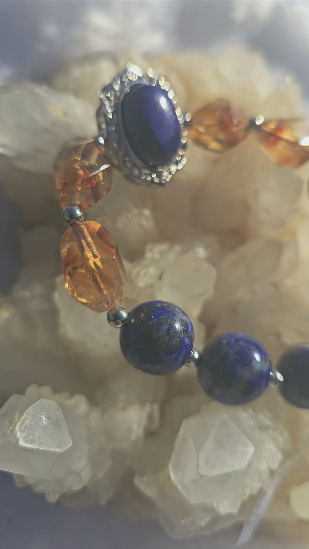 Pulsera Sabiduría Dorada - Lapislázuli y Citrino Diamante