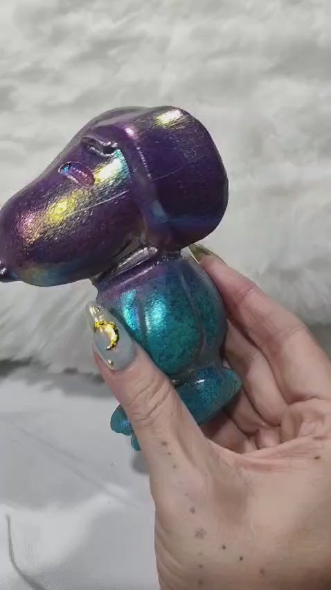 🐾 Snoopy Tallado en Esfarelita Aura 🌈 Pieza Única de Coleccionista - Guardián Mágico para Niños Conscientes ✨💎