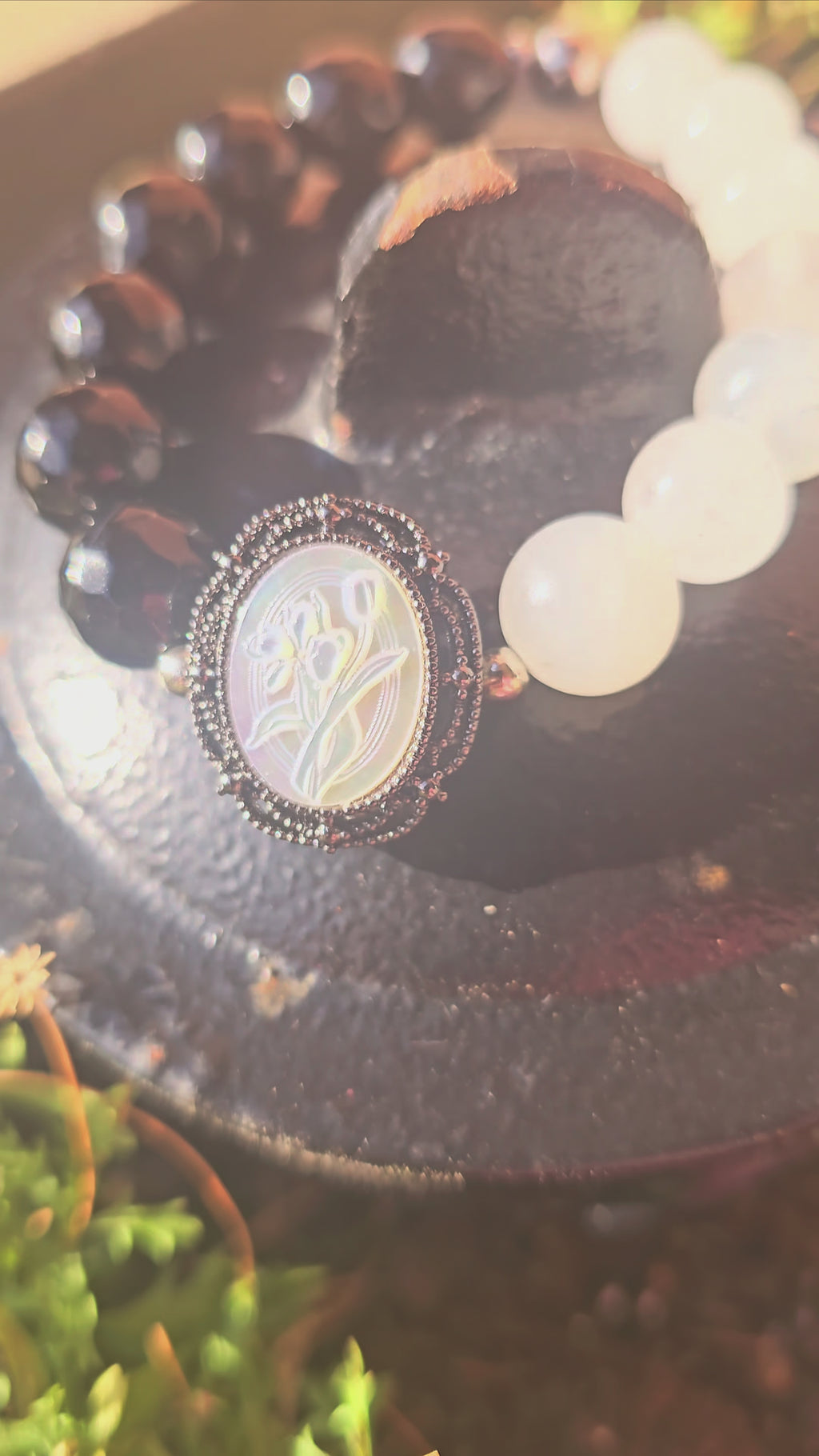 🌙 Pulsera Doble Protección - Diosa Ancestral de Selenita y Obsidiana ✨🔮