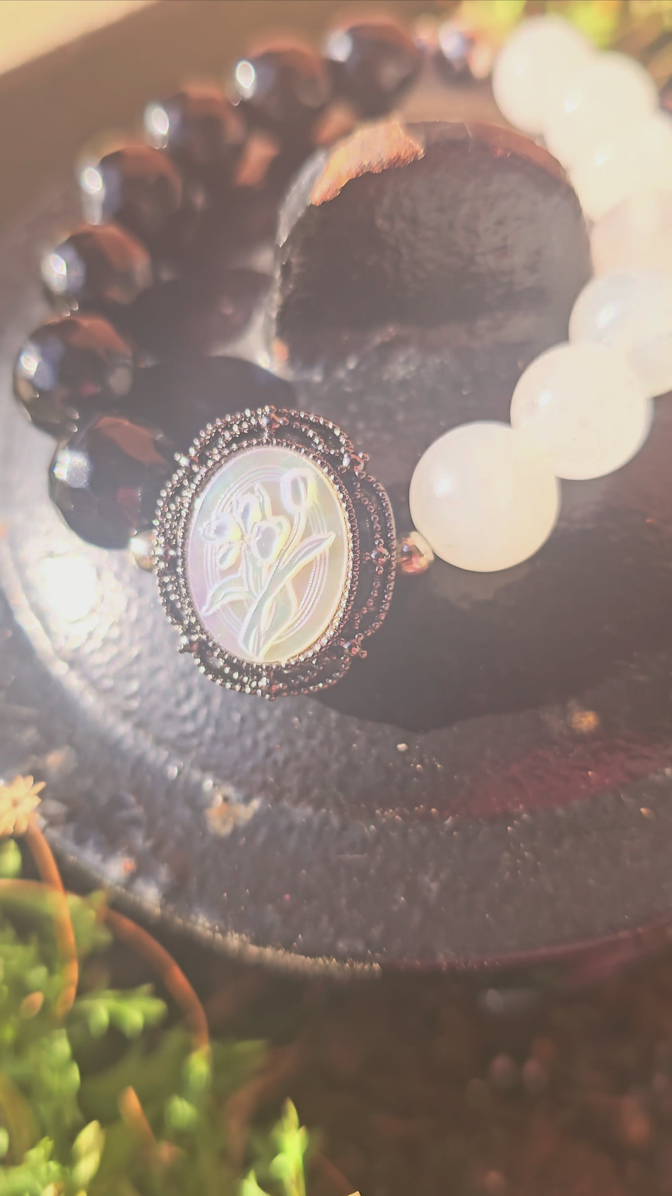 🌙 Pulsera Doble Protección - Diosa Ancestral de Selenita y Obsidiana ✨🔮