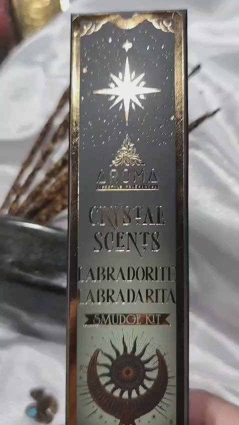 🔮 Incienso Labradorita Aroma Crystal Scents 🌿 20g (6-7 Varillas) - La Piedra Suprema de las Brujas y Guardianas de la Magia 🌙✨