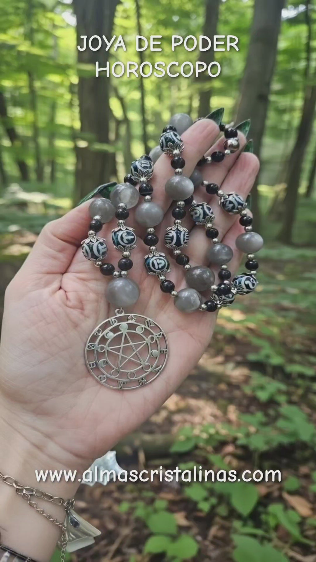 ✨ Joya de Poder del Horóscopo 🌙 Ritualizada con Fuerza Cósmica 🔮 Piedra Luna & Obsidiana 🔥