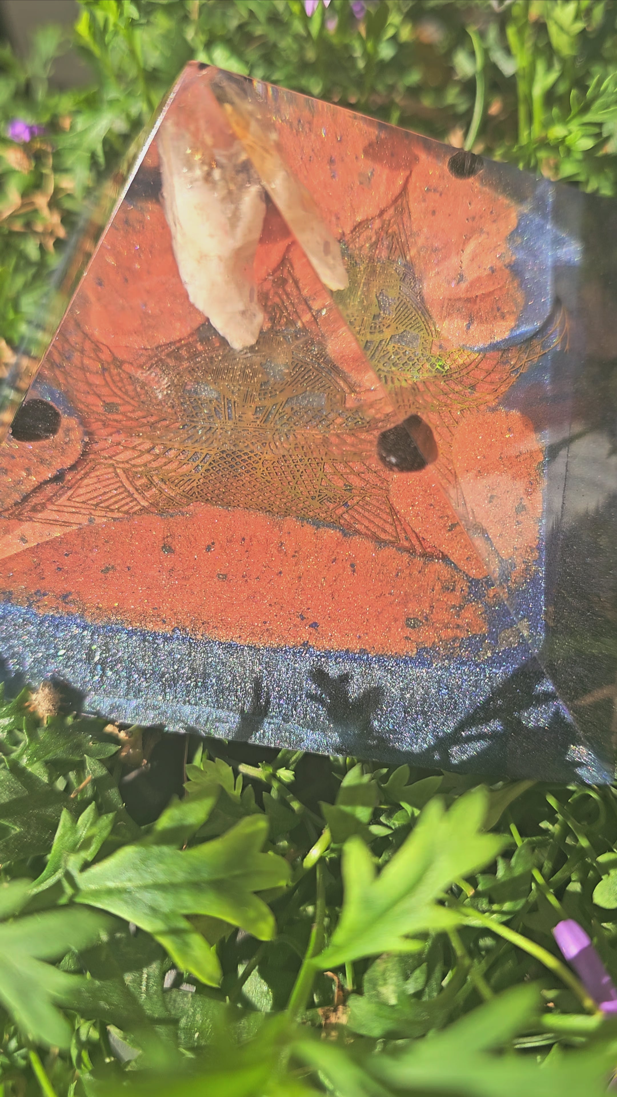 🔺 Pirámide Keops Diosa Isis 💛 Citrino Flotante & 4 Turmalinas Sagradas