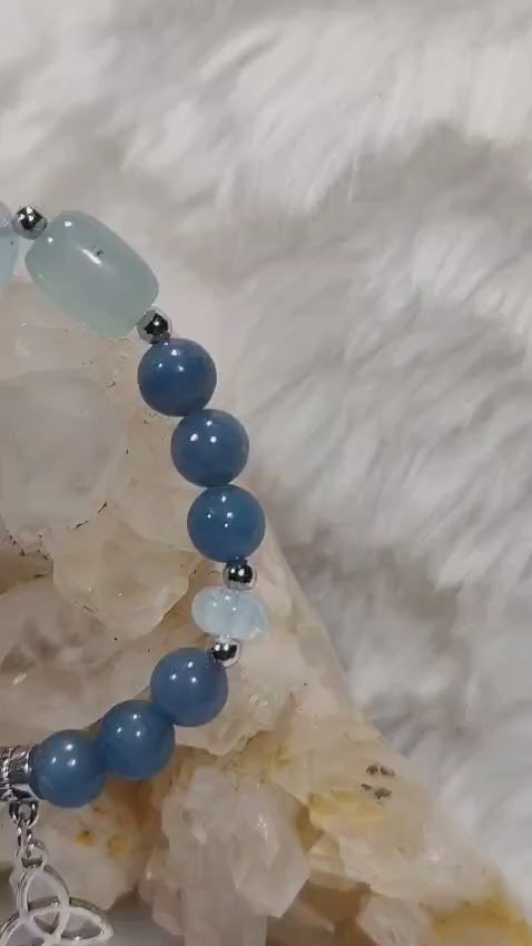 🌀 Pulsera Apatito y Aguamarina con Triskel Celta 🌊 Creada con Intención - Portal de Transformación y Fluir Mágico ✨