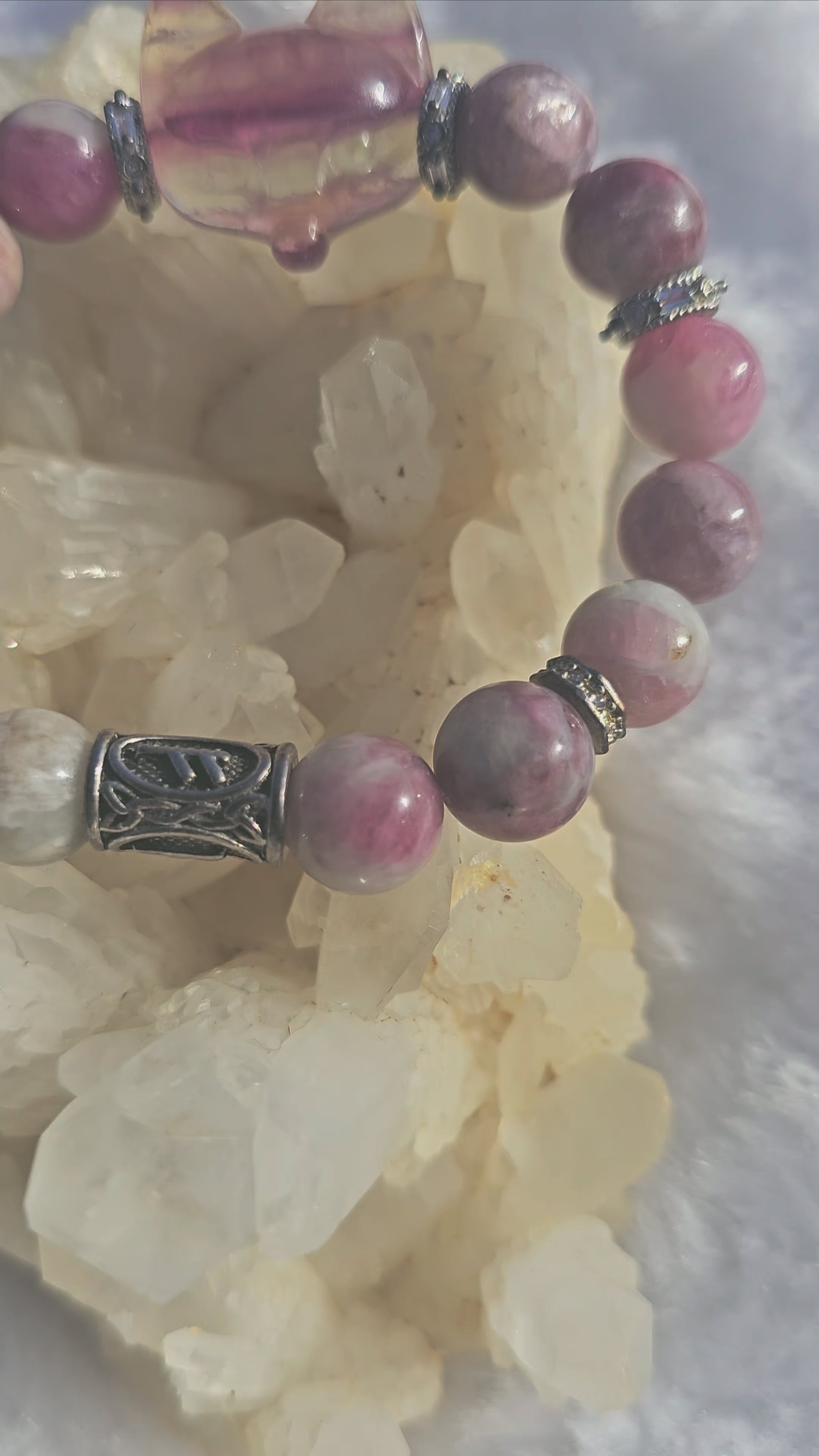 Pulsera Pixiu Guardián - Turmalina Sandía y Fluorita Sagrada