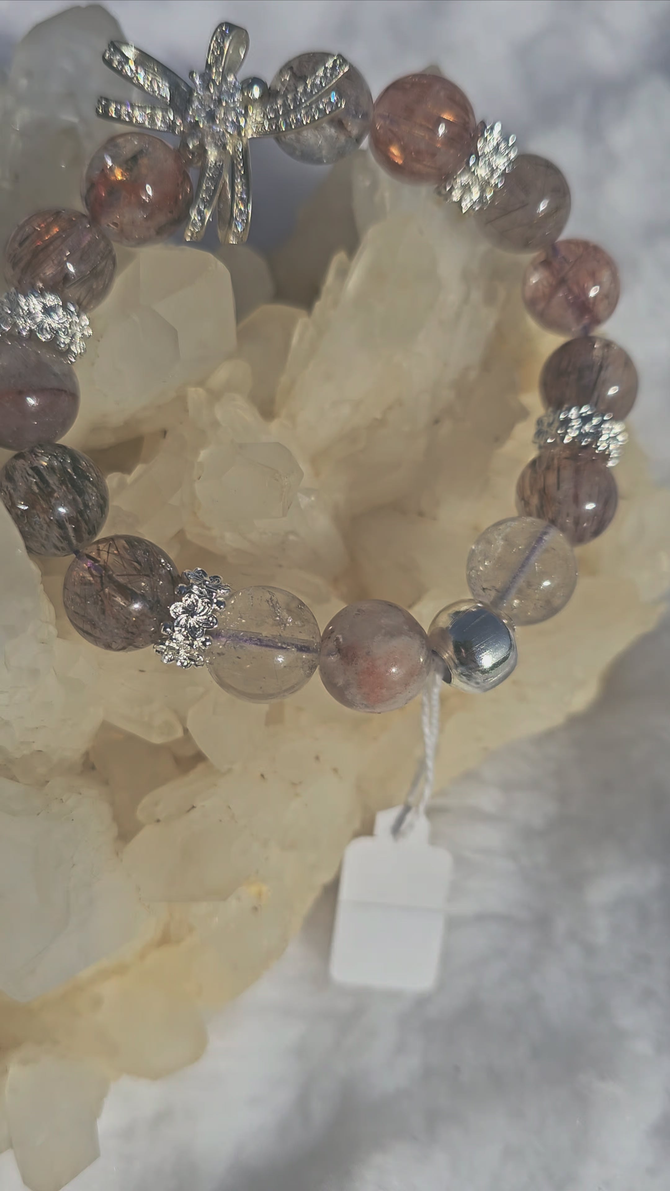 Pulsera Lazo Infinito - Cuarzo Rutilado Dorado Premium