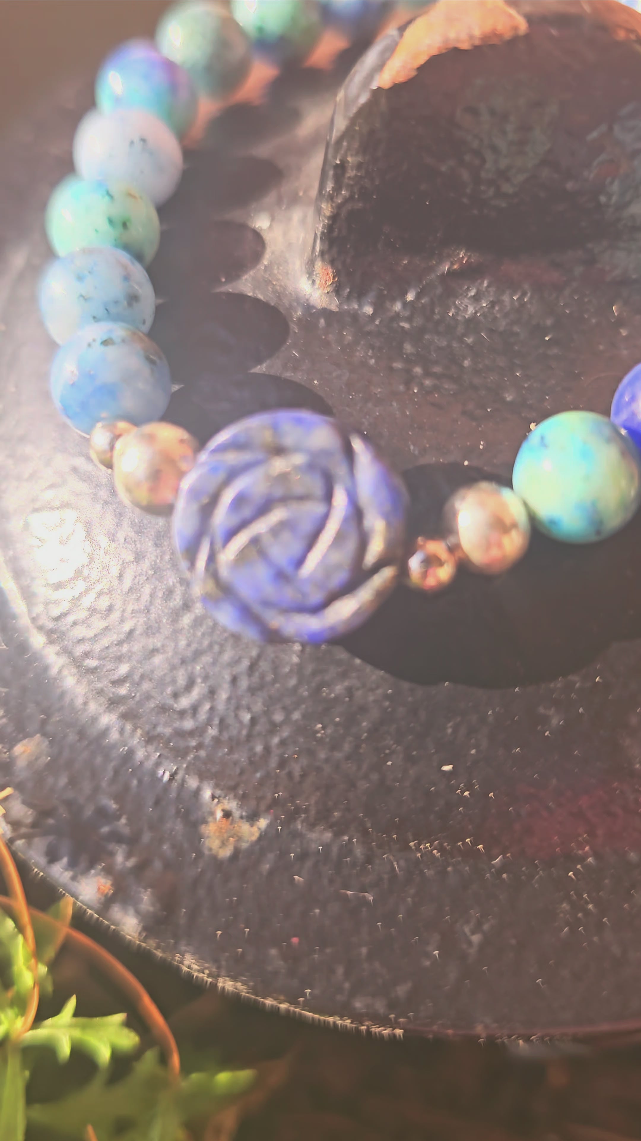 🔷 Pulsera Fénix Renacimiento - Cuarzo & Roseta Lapislázuli ✨